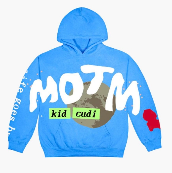 KID CUDI Man on the Moon 3 The Chosen  Cotton Blue Heavy Sweatshirt print Hoodie - Picture 2 of 13